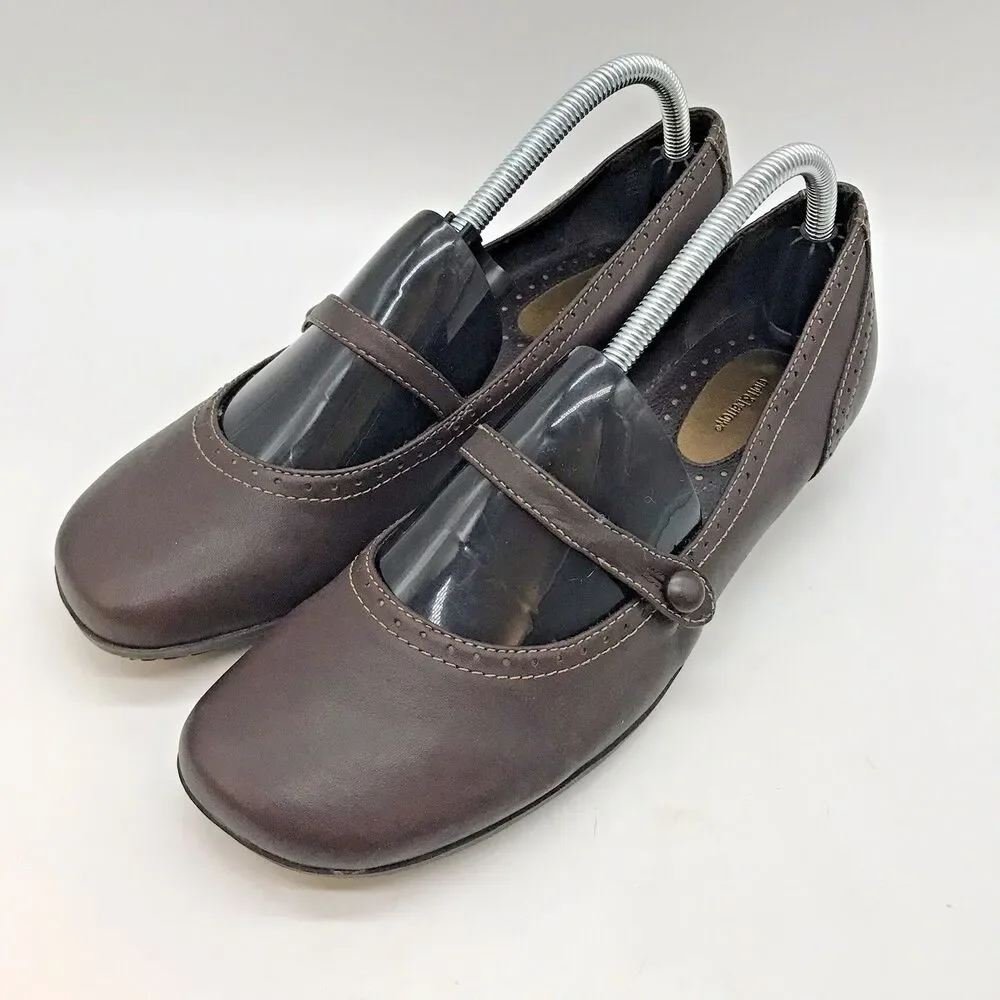 Croft & Barrow Kala Brown Mary Janes Women's 10M Leather 73277 Comfort Wedge